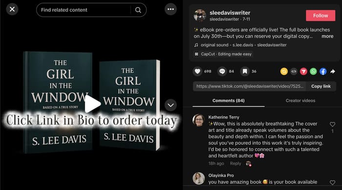 Beispiel für eine Buchvorstellung auf tiktok