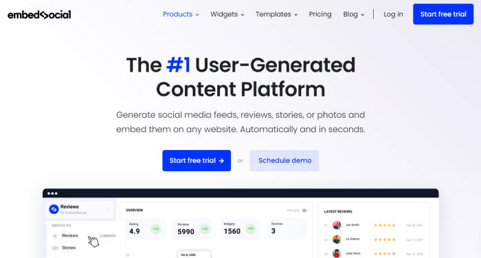 embedsocial homepage