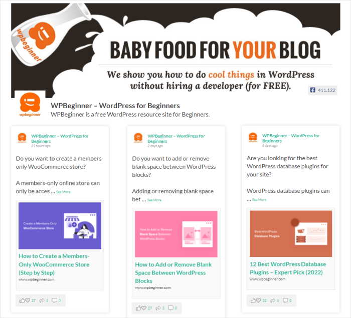 ejemplo de feed de facebook