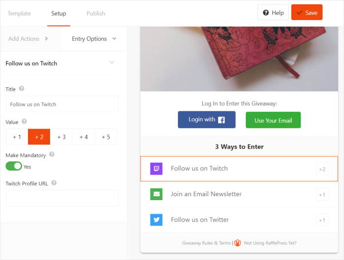 Folgen Sie uns auf twitch rafflepress