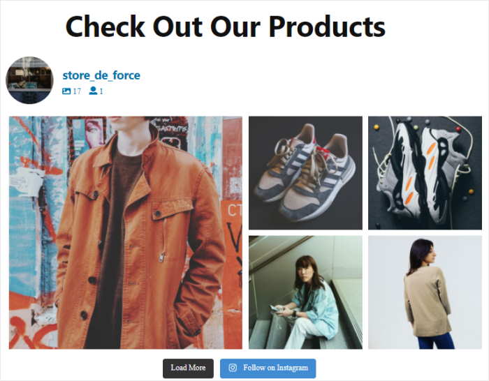 example of a shoppable instagram feed