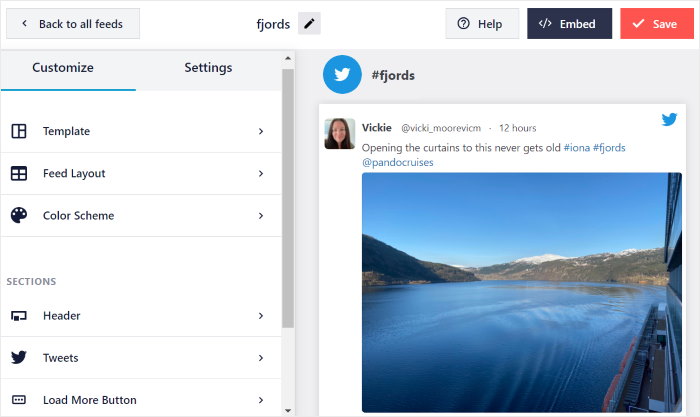 live feed customizer for twitter