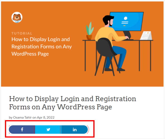 ejemplo de botones para compartir en redes sociales