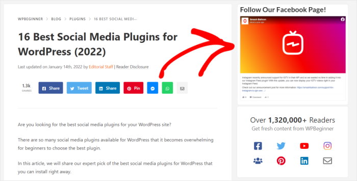 ejemplo facebook oembeds widget wordpress