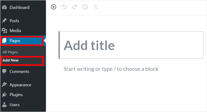add a new page in wordpress