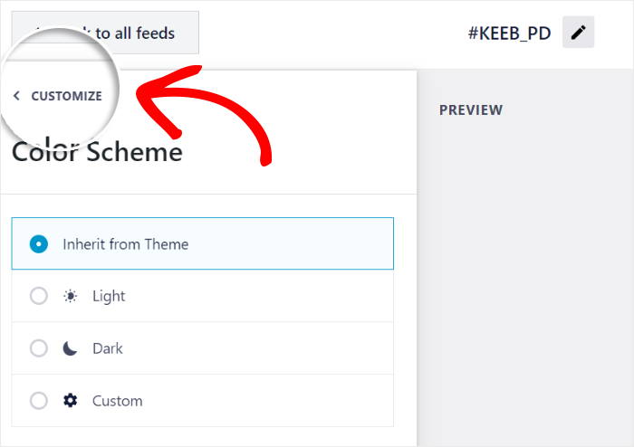 tornare alle opzioni di personalizzazione