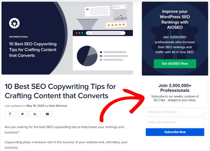 example of sidebar widget