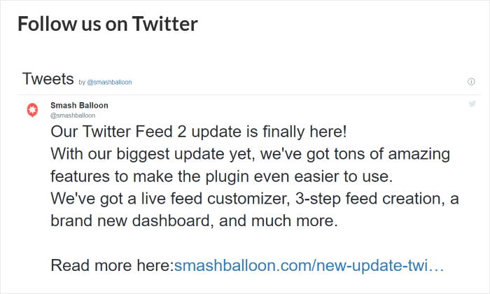 example of twitter post manually embedded on a page