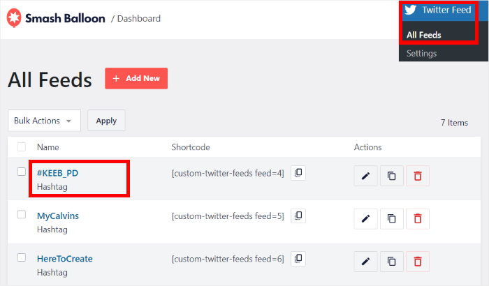 Ouvrir le flux twitter des hashtags