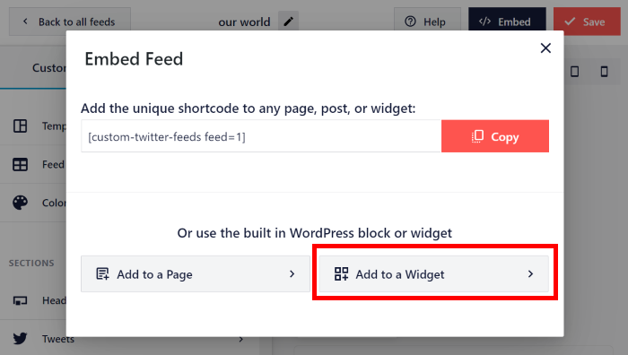 ajouter le flux twitter au widget