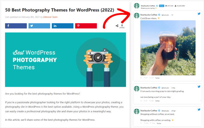 embed twitter feed wordpress on sidebar