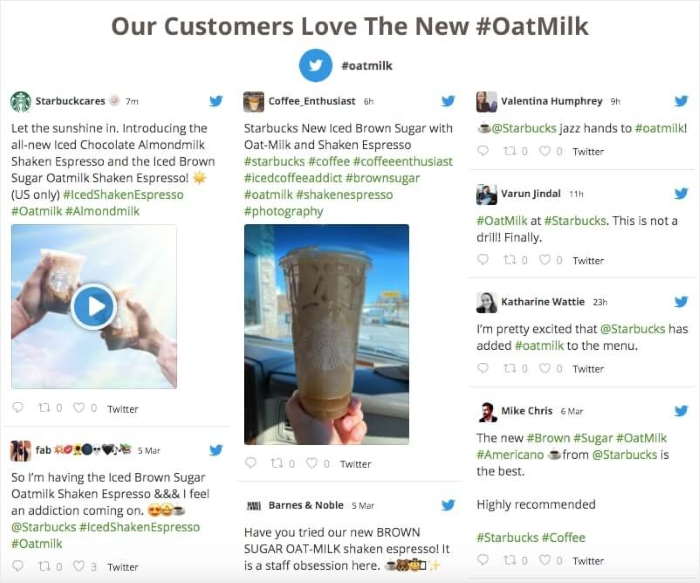 esempio di hashtag twitter feed