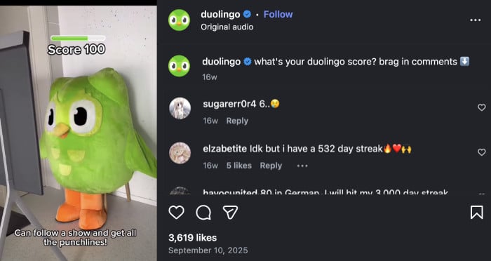 Esempio di contenuto video Instagram per coinvolgere i visitatori