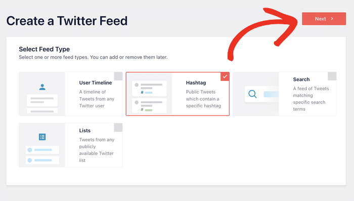 select your twitter feed type for your widget
