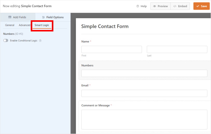 logica intelligente wpforms