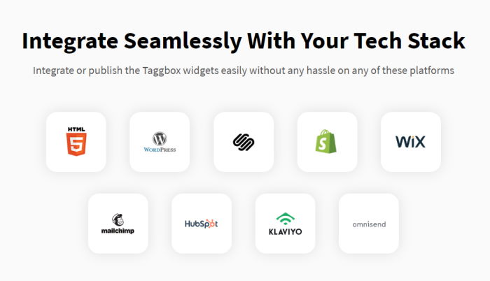 integrate taggbox with different platforms