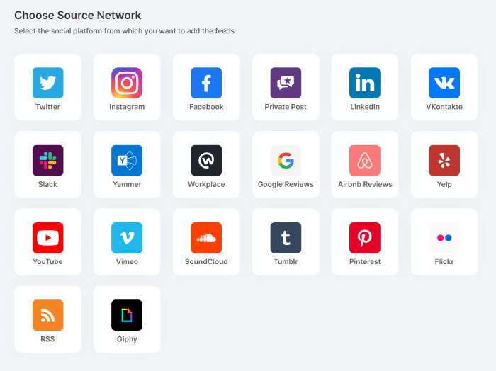 supported social media networks for taggbox