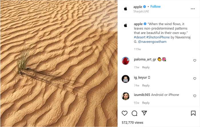 video instagram esempio di coinvolgimento