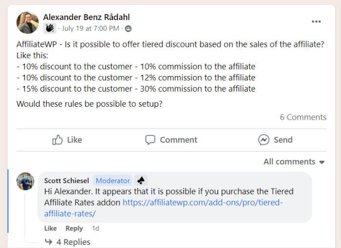 interact with followers on facebook