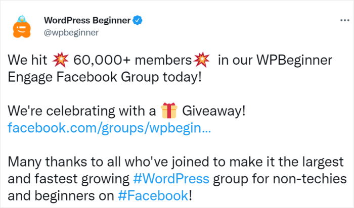 example of a giveaway to celebrate milestone