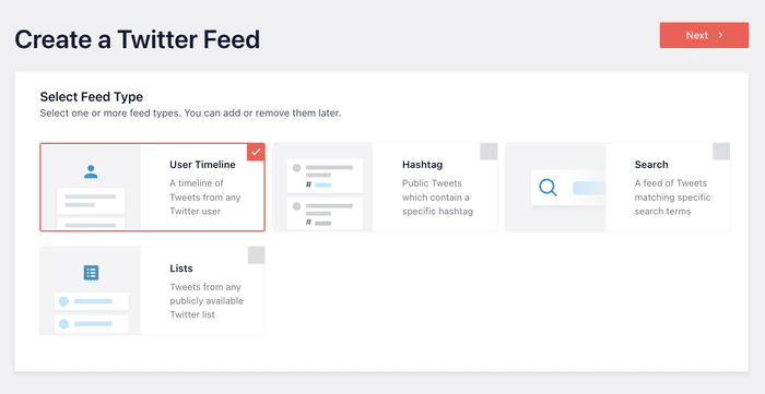available feed types for twitter feed pro