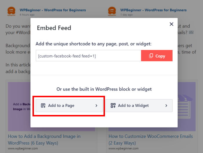 ajouter à une page facebook feed pro
