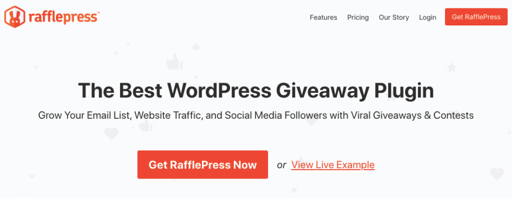 Página de inicio de Rafflepress: el mejor complemento para sorteos.