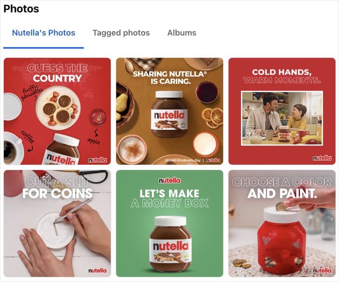 una página de Facebook con las fotos mostradas