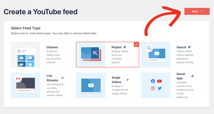 select the playlist feed type for elementor