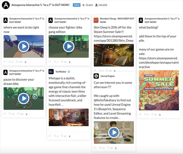 twitter feed example with timeline