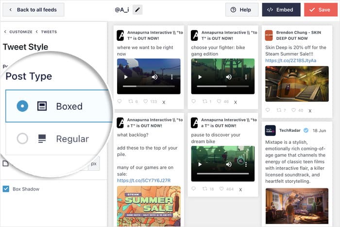 pick between boxed and regular post