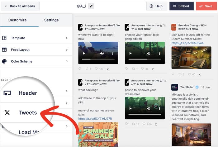 customize your tweets in the live editor