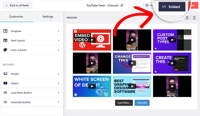 embed-button-for-your-youtube-channel-feed - Smash Balloon embed button for your youtube channel feed