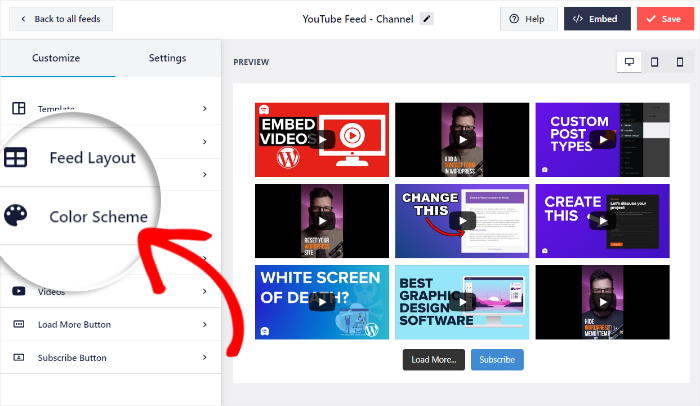 color-scheme-options-for-your-youtube-channel-feed - Smash Balloon color scheme options for your youtube channel feed