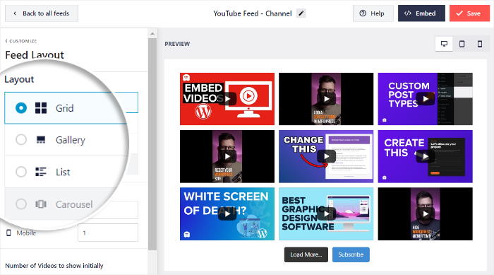 layout-options-for-youtube-feed-free - Smash Balloon
