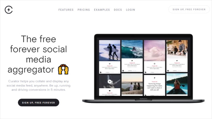 Startseite von curator io