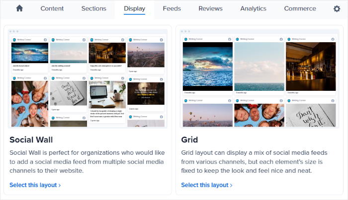 フィードレイアウトの選択