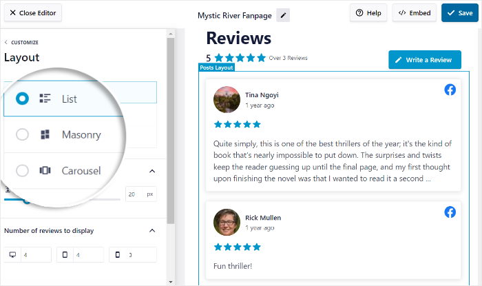 examiner les options de mise en page