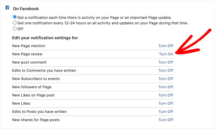 ativar notificações do facebook para comentários