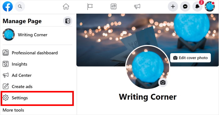 definições de página aberta