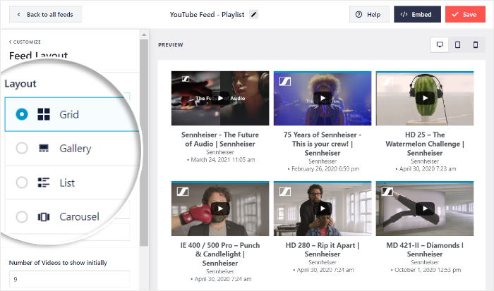 escolher layout do feed feed do youtube pro
