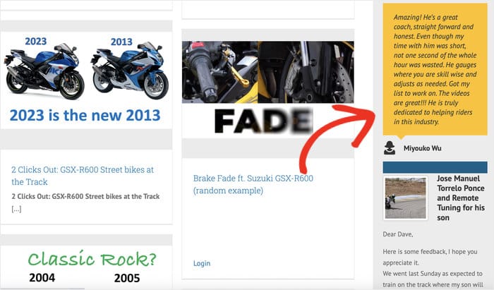 sidebar testimonial widget example