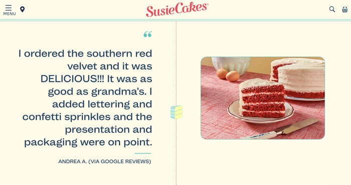 example of customer testimonials on a homepage