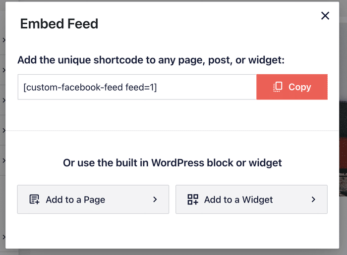 options d'intégration d'un flux facebook