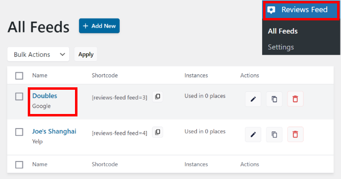 tableau de bord de tous les flux ouvert