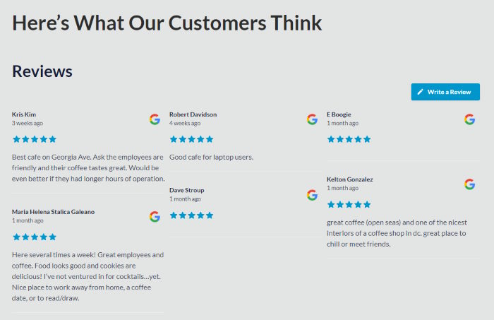 exemple de flux d'avis sur un site web