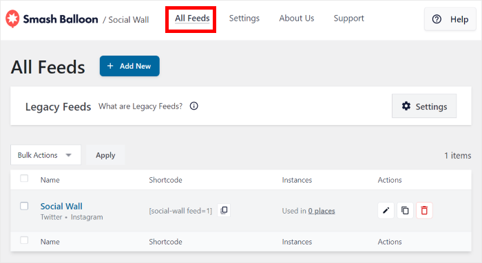 ouvrir facilement le menu de tous les flux