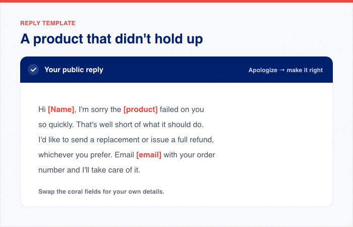 example of a reply template for a product issue - Smash Balloon example of a reply template for a product issue