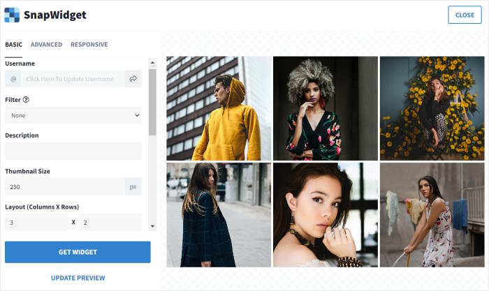 Live-Feed-Editor Snapwidget