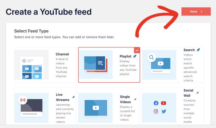 pick the playlist feed type from the options